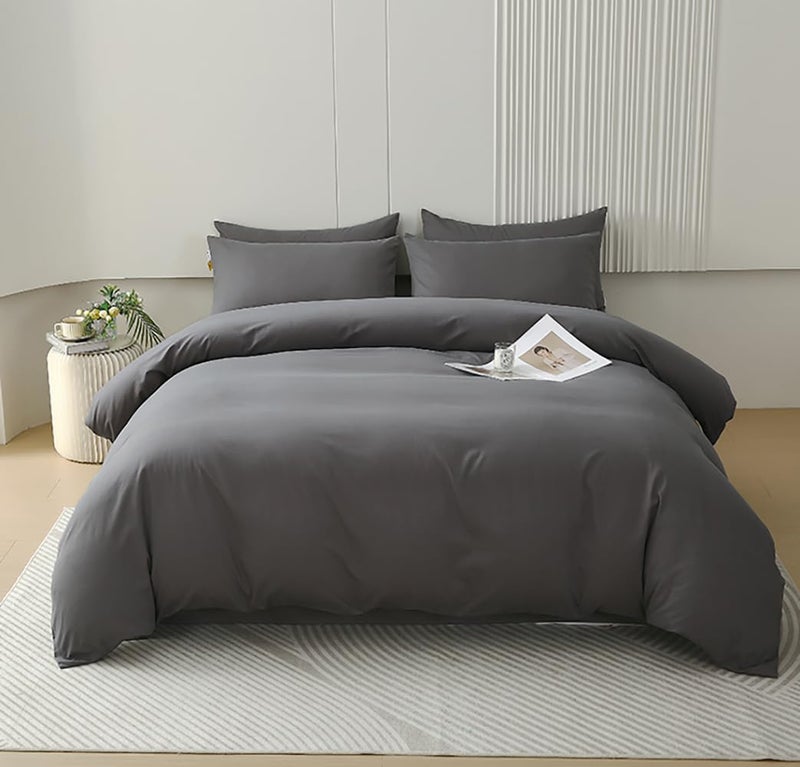 Houseri Grey Comforter Queen Size Solid Dark Gray Bedding Comforters Sets Men Women Modern Dark Grey Queen Comforter Set for Teen Girls Boys Soft Comfy Breathable Pure Grey Bed Quilts Blankets Durable - Image 1